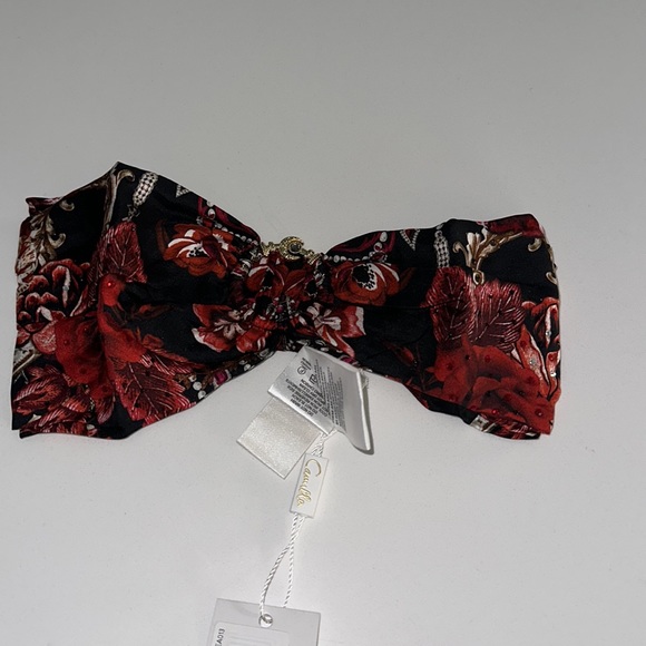 CAMILLA *Sisterhood of the Rose* black red floral silk boho ring headband - Picture 3 of 5